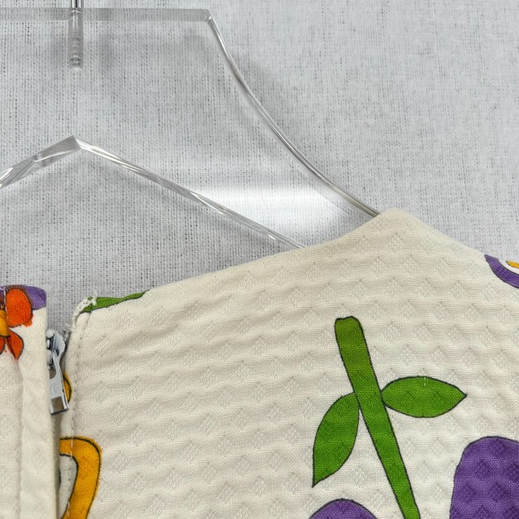 NEIMAN MARCUS Vintage 60s Dress Womens XS Small Off White Floral Print Mod Shift - Picture 13 of 16